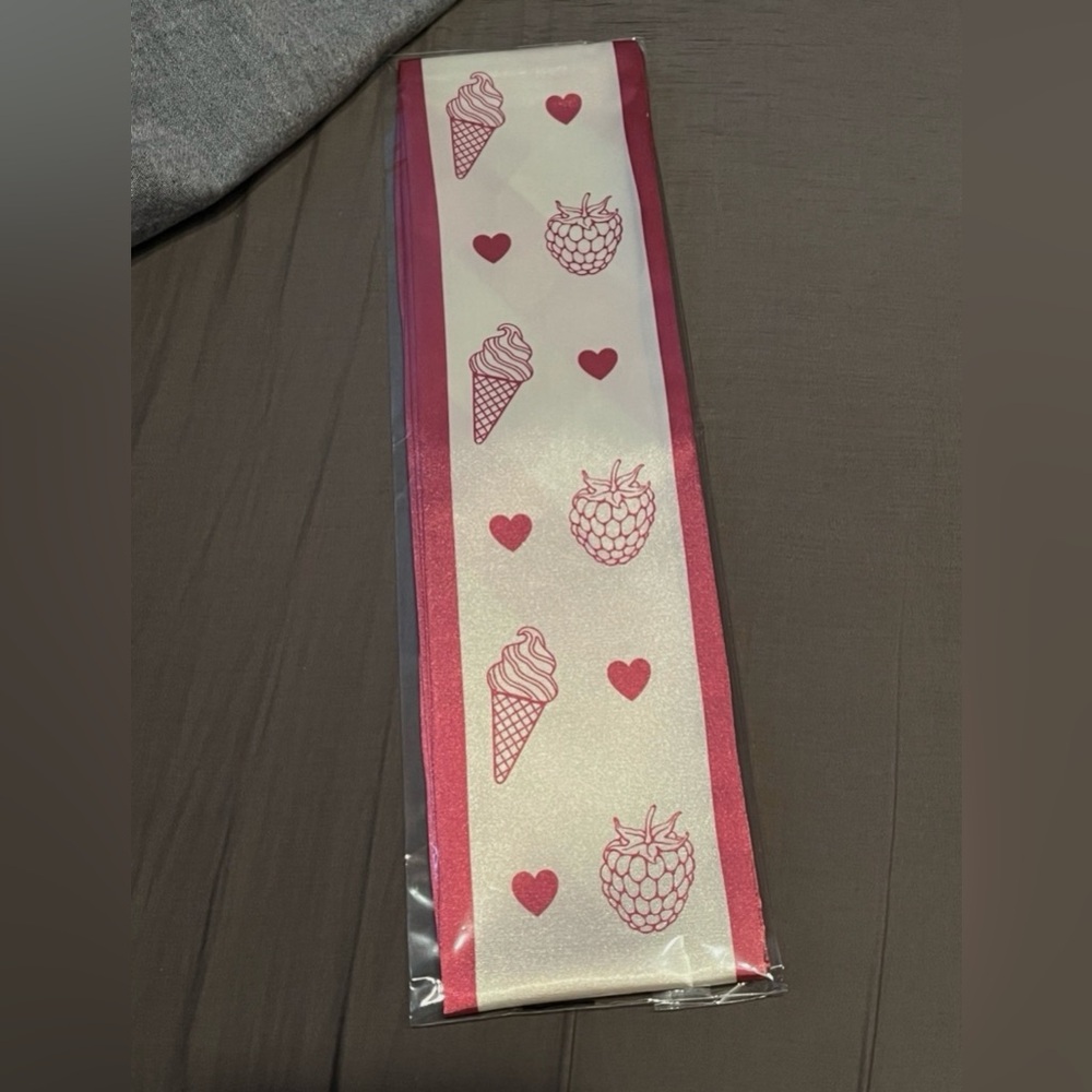 New! Jo Malone Raspberry Ripple Silk Scarf Bag Tie